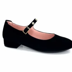Féminin|Elégant<Sabrinas Ballerines à Bride Réglable 23052 Daim Noir