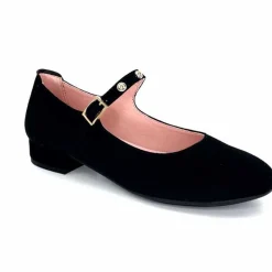 Féminin|Elégant<Sabrinas Ballerines à Bride Réglable 23052 Daim Noir