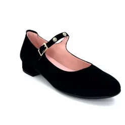 Féminin|Elégant<Sabrinas Ballerines à Bride Réglable 23052 Daim Noir