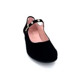 Féminin|Elégant<Sabrinas Ballerines à Bride Réglable 23052 Daim Noir