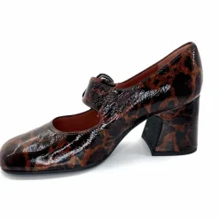 Talon|Animalier<Ivoire0331 Ballerines à Talon Ivoire 5126 Z Cuir Vernis Léo Léopard