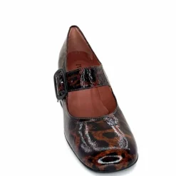 Talon|Animalier<Ivoire0331 Ballerines à Talon Ivoire 5126 Z Cuir Vernis Léo Léopard