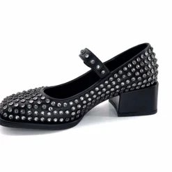 Talon|Bijoux<noa harmon Ballerines à Talon 9843-06 Cuir Diamants Noir