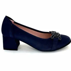 Basic|Ballerines<Sabrinas Ballerines à Talons 95101 Cuir Bleu Marine