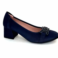 Basic|Ballerines<Sabrinas Ballerines à Talons 95101 Cuir Bleu Marine