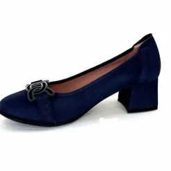 Basic|Ballerines<Sabrinas Ballerines à Talons 95101 Cuir Bleu Marine