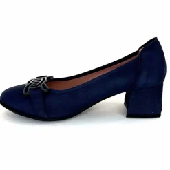 Basic|Ballerines<Sabrinas Ballerines à Talons 95101 Cuir Bleu Marine