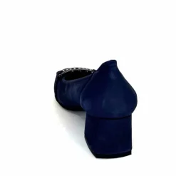 Basic|Ballerines<Sabrinas Ballerines à Talons 95101 Cuir Bleu Marine