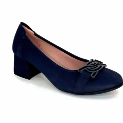Basic|Ballerines<Sabrinas Ballerines à Talons 95101 Cuir Bleu Marine