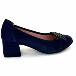 Basic|Ballerines<Sabrinas Ballerines à Talons 95101 Cuir Bleu Marine