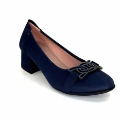 Basic|Ballerines<Sabrinas Ballerines à Talons 95101 Cuir Bleu Marine