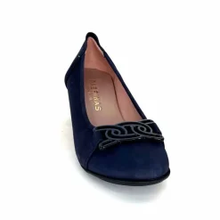 Basic|Ballerines<Sabrinas Ballerines à Talons 95101 Cuir Bleu Marine