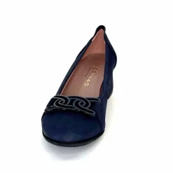 Basic|Ballerines<Sabrinas Ballerines à Talons 95101 Cuir Bleu Marine