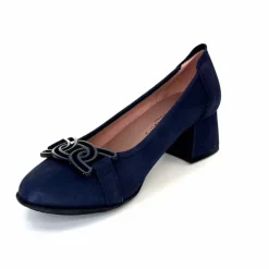 Basic|Ballerines<Sabrinas Ballerines à Talons 95101 Cuir Bleu Marine