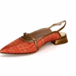 Elégant|Ballerines<Ivoire0532 Ballerines Bride Arriere Ivoire X1406 Raffia Cuir Bronze Orange