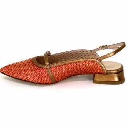 Elégant|Ballerines<Ivoire0532 Ballerines Bride Arriere Ivoire X1406 Raffia Cuir Bronze Orange