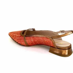 Elégant|Ballerines<Ivoire0532 Ballerines Bride Arriere Ivoire X1406 Raffia Cuir Bronze Orange
