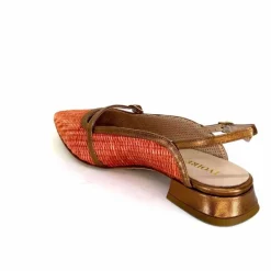 Elégant|Ballerines<Ivoire0532 Ballerines Bride Arriere Ivoire X1406 Raffia Cuir Bronze Orange