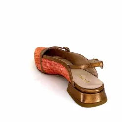 Elégant|Ballerines<Ivoire0532 Ballerines Bride Arriere Ivoire X1406 Raffia Cuir Bronze Orange