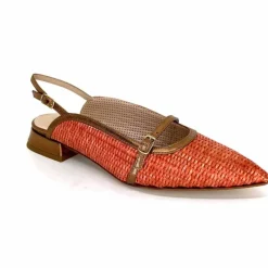 Elégant|Ballerines<Ivoire0532 Ballerines Bride Arriere Ivoire X1406 Raffia Cuir Bronze Orange