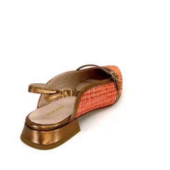 Elégant|Ballerines<Ivoire0532 Ballerines Bride Arriere Ivoire X1406 Raffia Cuir Bronze Orange