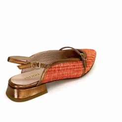 Elégant|Ballerines<Ivoire0532 Ballerines Bride Arriere Ivoire X1406 Raffia Cuir Bronze Orange