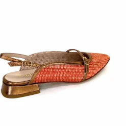 Elégant|Ballerines<Ivoire0532 Ballerines Bride Arriere Ivoire X1406 Raffia Cuir Bronze Orange