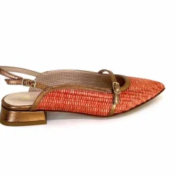 Elégant|Ballerines<Ivoire0532 Ballerines Bride Arriere Ivoire X1406 Raffia Cuir Bronze Orange