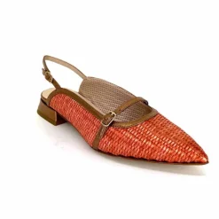 Elégant|Ballerines<Ivoire0532 Ballerines Bride Arriere Ivoire X1406 Raffia Cuir Bronze Orange