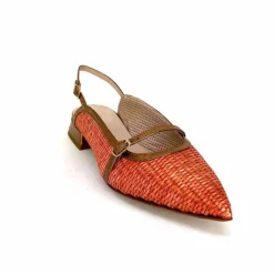 Elégant|Ballerines<Ivoire0532 Ballerines Bride Arriere Ivoire X1406 Raffia Cuir Bronze Orange