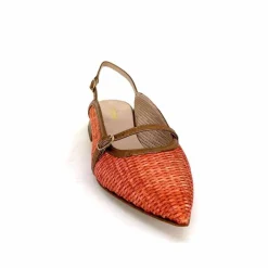 Elégant|Ballerines<Ivoire0532 Ballerines Bride Arriere Ivoire X1406 Raffia Cuir Bronze Orange