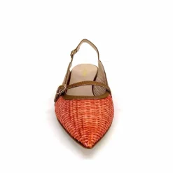 Elégant|Ballerines<Ivoire0532 Ballerines Bride Arriere Ivoire X1406 Raffia Cuir Bronze Orange