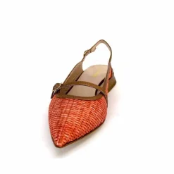 Elégant|Ballerines<Ivoire0532 Ballerines Bride Arriere Ivoire X1406 Raffia Cuir Bronze Orange