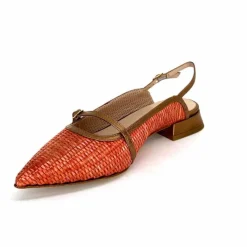 Elégant|Ballerines<Ivoire0532 Ballerines Bride Arriere Ivoire X1406 Raffia Cuir Bronze Orange