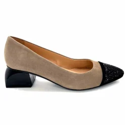 Elégant|Ballerines<Dansi Ballerines 6963 Daim Noir &amp; Strass Taupe