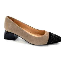 Elégant|Ballerines<Dansi Ballerines 6963 Daim Noir &amp; Strass Taupe