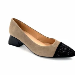 Elégant|Ballerines<Dansi Ballerines 6963 Daim Noir &amp; Strass Taupe