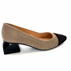 Elégant|Ballerines<Dansi Ballerines 6963 Daim Noir &amp; Strass Taupe