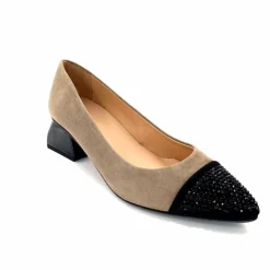 Elégant|Ballerines<Dansi Ballerines 6963 Daim Noir &amp; Strass Taupe