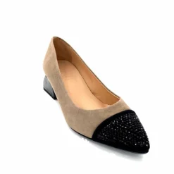 Elégant|Ballerines<Dansi Ballerines 6963 Daim Noir &amp; Strass Taupe