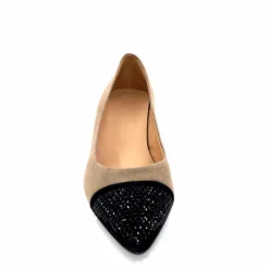 Elégant|Ballerines<Dansi Ballerines 6963 Daim Noir &amp; Strass Taupe