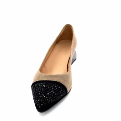 Elégant|Ballerines<Dansi Ballerines 6963 Daim Noir &amp; Strass Taupe
