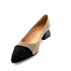 Elégant|Ballerines<Dansi Ballerines 6963 Daim Noir &amp; Strass Taupe