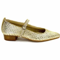 Féminin|Ballerines<Ivoire0303 Ballerines Ivoire 24776 Cuir Tressé Or