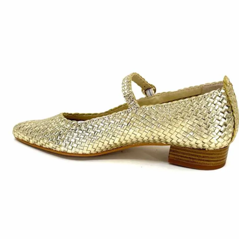 Féminin|Ballerines<Ivoire0303 Ballerines Ivoire 24776 Cuir Tressé Or