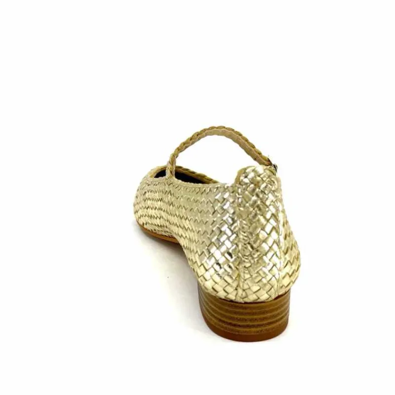Féminin|Ballerines<Ivoire0303 Ballerines Ivoire 24776 Cuir Tressé Or
