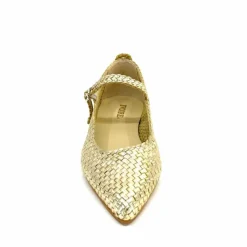 Féminin|Ballerines<Ivoire0303 Ballerines Ivoire 24776 Cuir Tressé Or