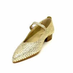 Féminin|Ballerines<Ivoire0303 Ballerines Ivoire 24776 Cuir Tressé Or