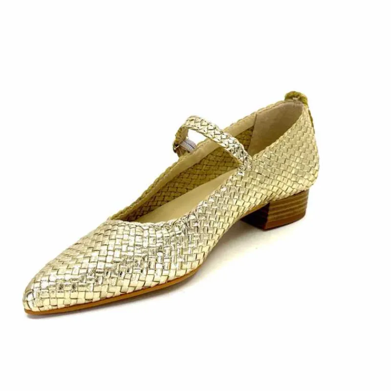 Féminin|Ballerines<Ivoire0303 Ballerines Ivoire 24776 Cuir Tressé Or