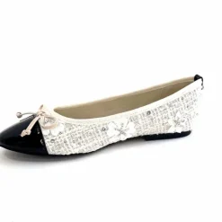 Basic|Ballerines<Ivoire0317a Ballerines Ivoire 2204108 Textile Vernis Noir Blanc
